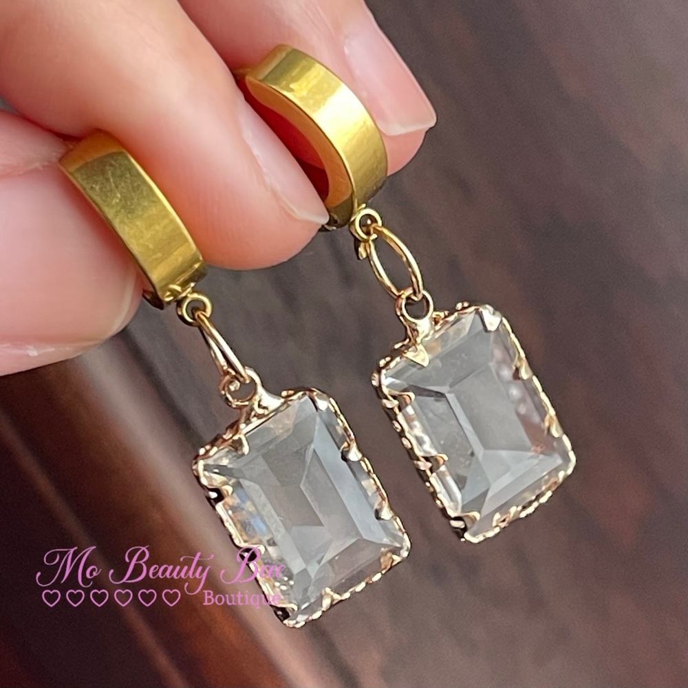 Gold Crystal Hoop Earrings